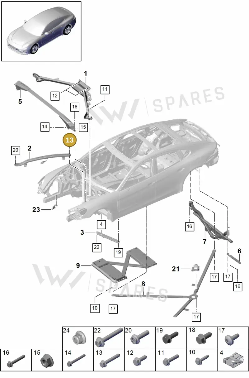 N10664503 — Porsche Panamera 4 Hybrid (2016-2020) diagram p49801015, position 13