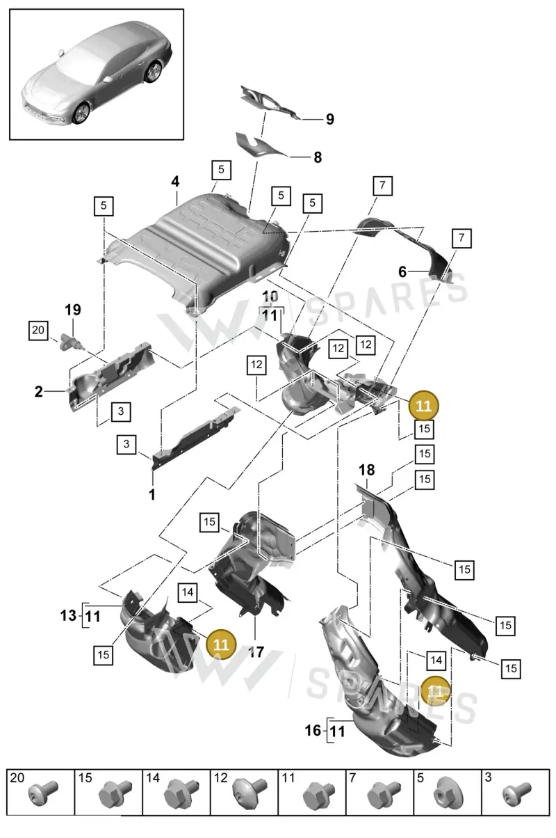 N10688402 — Porsche Panamera 4 Hybrid (2016-2020) diagram p49202095, position 11
