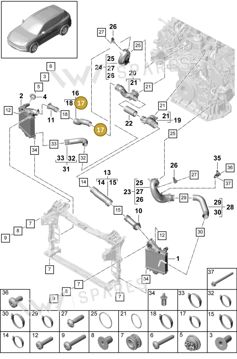 N10734901 — Porsche Cayenne Diesel V6 (2017-2023) diagram p51107060, position 17
