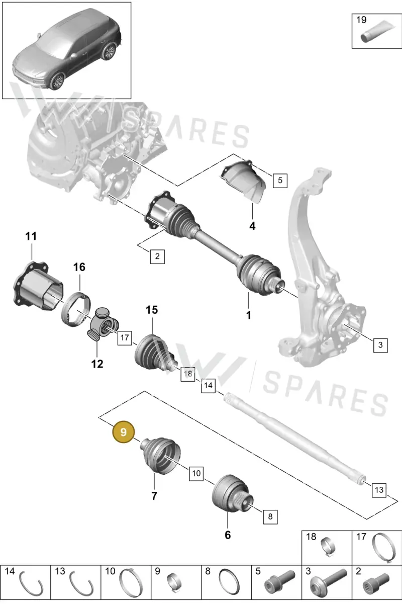 N10740201 — Porsche Cayenne Diesel V6 (2017-2023) diagram p51401030, position 9