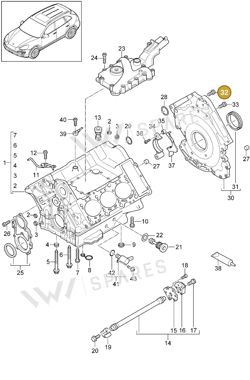 N10750301 — Porsche Cayenne (2010-2018) diagram p37101070, position 32