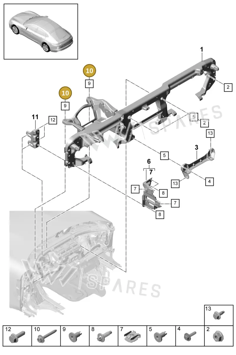 N10810301 — Porsche Panamera 4 Hybrid (2020-2023) diagram p49809020, position 10