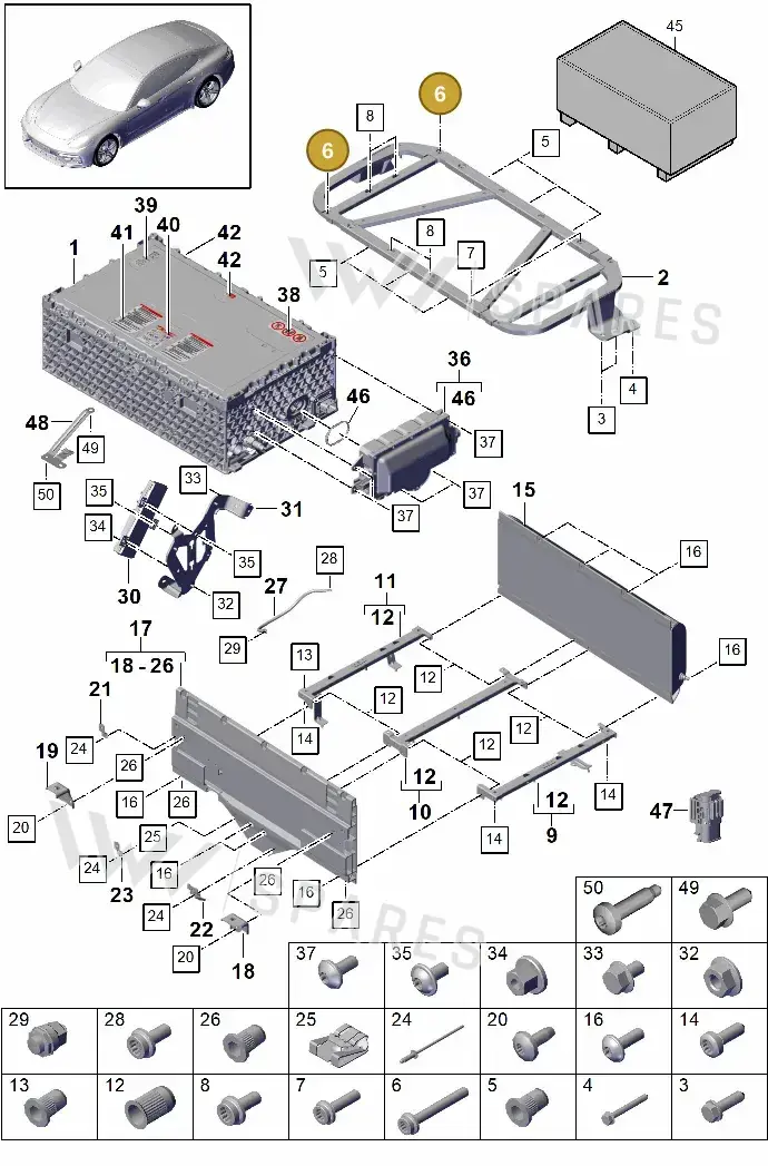 N10831701 — Porsche Panamera 4 Hybrid (2016-2020) diagram p49901040, position 6
