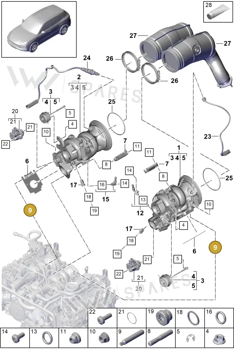 N10846501 — Porsche Cayenne Diesel V6 (2017-2023) diagram p51202005, position 9