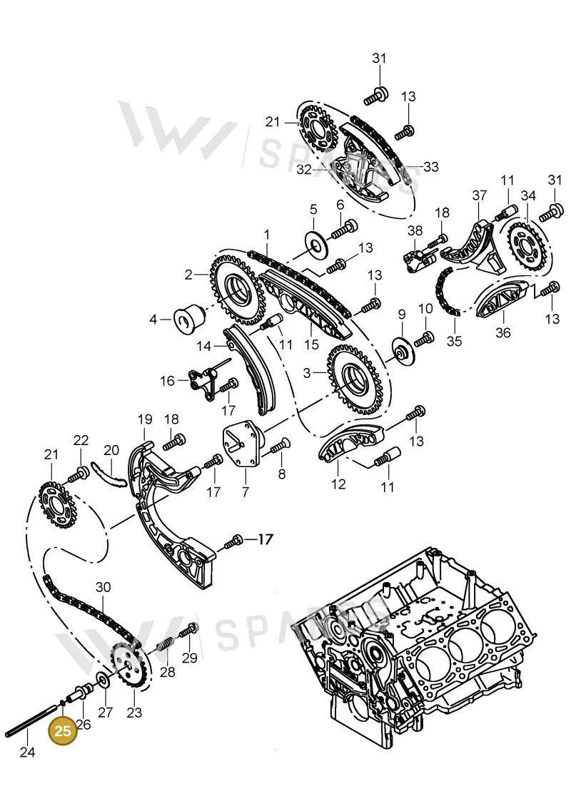 N90015401 — Porsche Cayenne (2007-2010) diagram p31103025, position 25