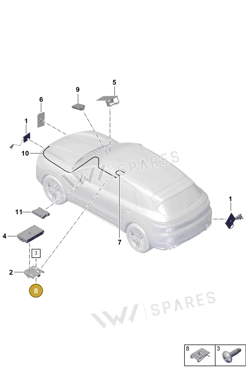 N90168607 — Porsche Cayenne Hybrid Coupe (2023-) diagram p60911200, position 8