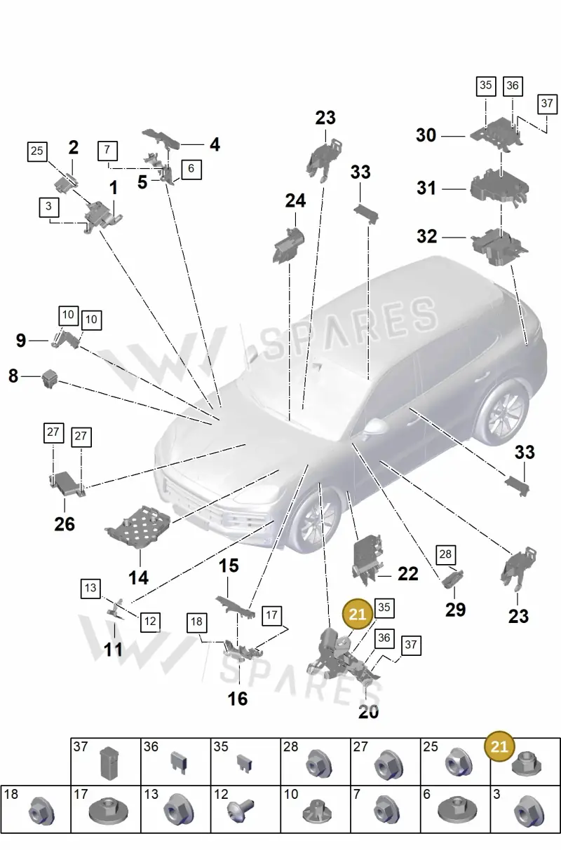 N90286703 — Porsche Cayenne Hybrid Coupe (2023-) diagram p60902000, position 21