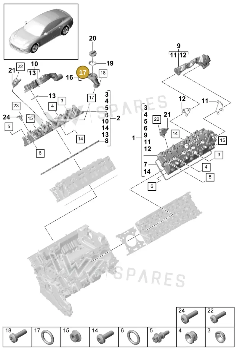 N90308402 — Porsche Panamera 4 Hybrid (2016-2020) diagram p49103030, position 17