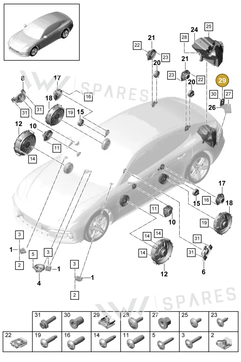 N90342504 — Porsche Panamera 4 Hybrid (2020-2023) diagram p49911025, position 29