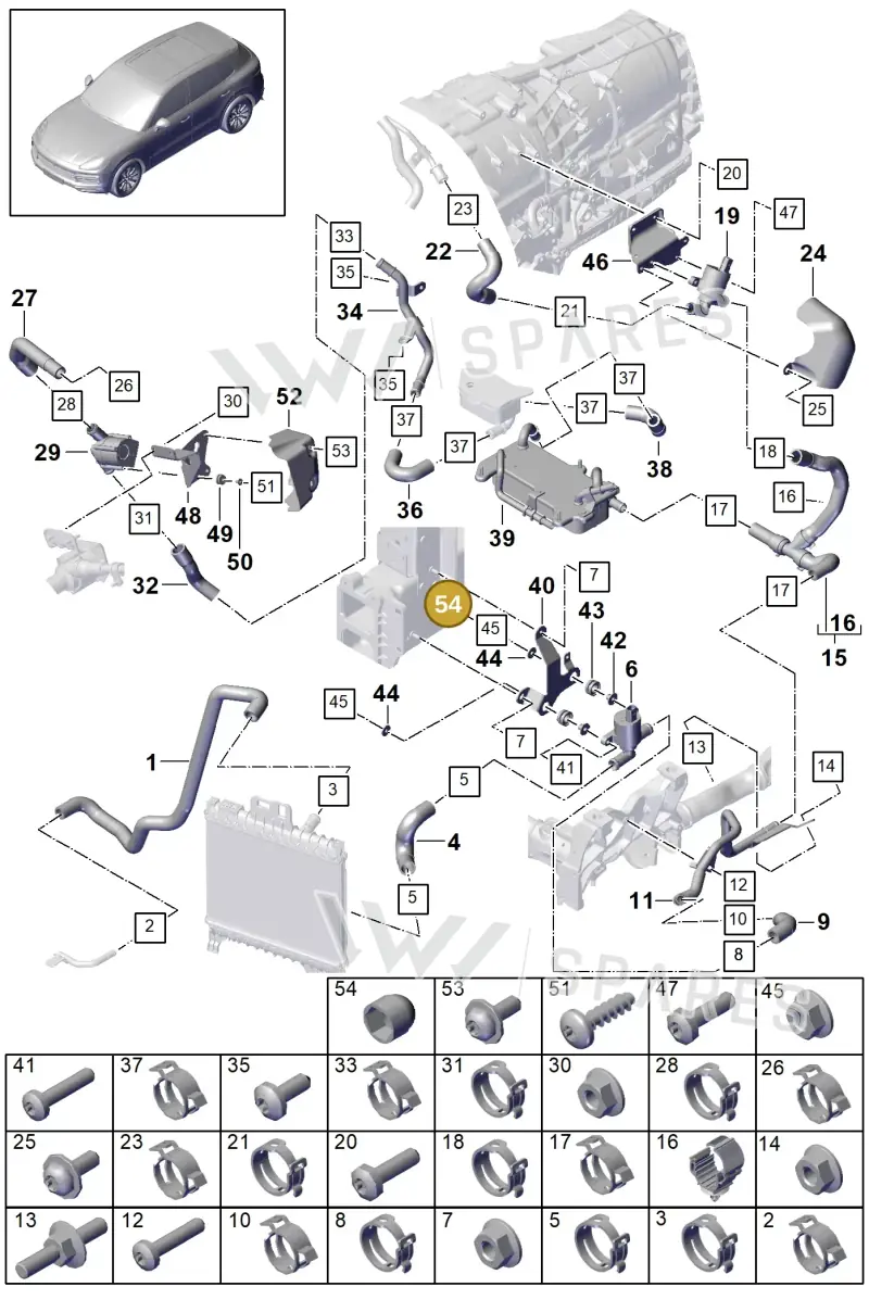 N90450201 — Porsche Cayenne Diesel V6 (2017-2023) diagram p51105057, position 54
