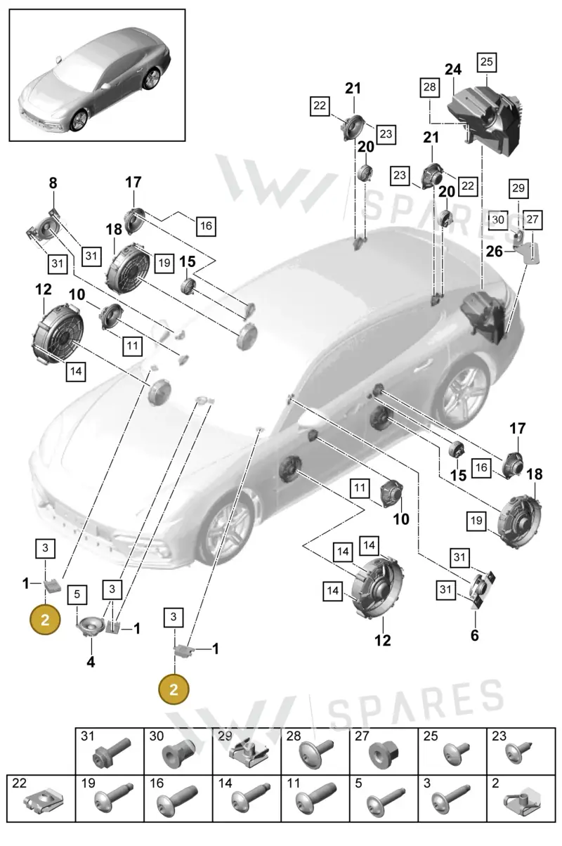 N90455902 — Porsche Panamera 4 Hybrid (2020-2023) diagram p49911025, position 2