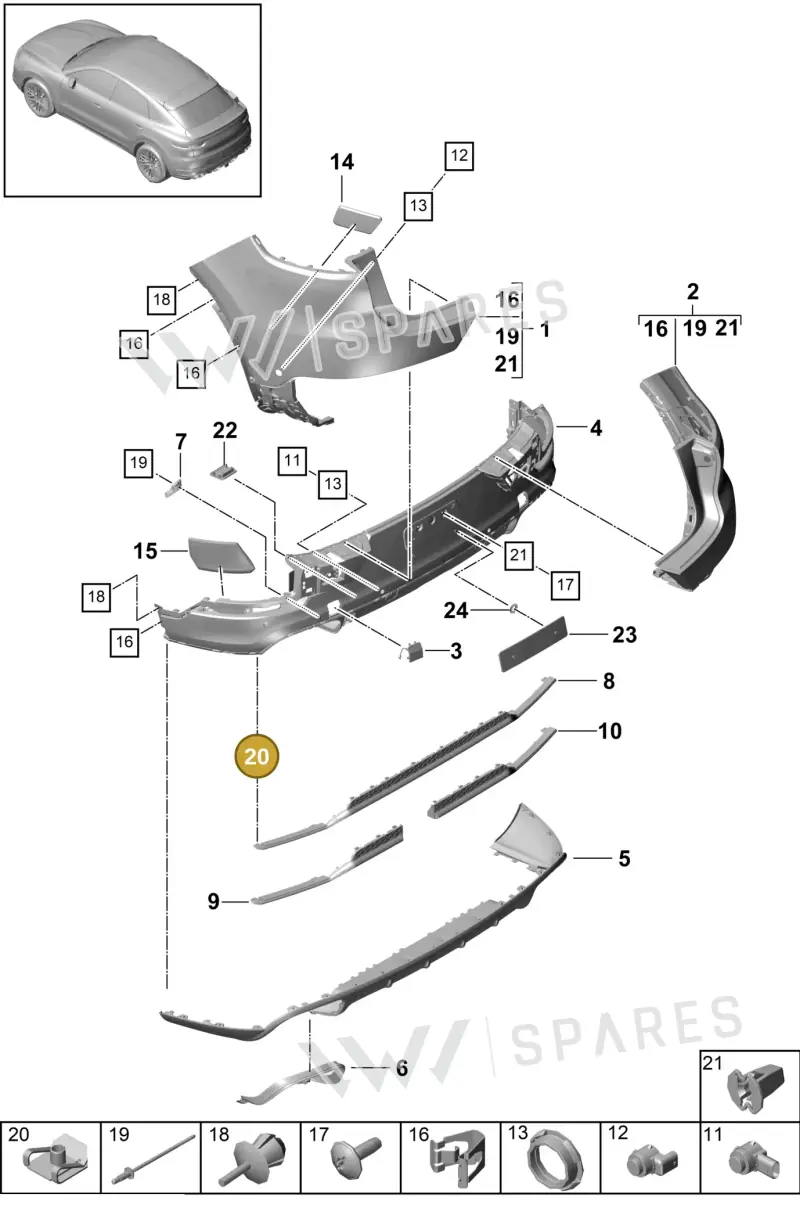 N90455902 — Porsche Cayenne Diesel V6 (2017-2023) diagram p51000014, position 20