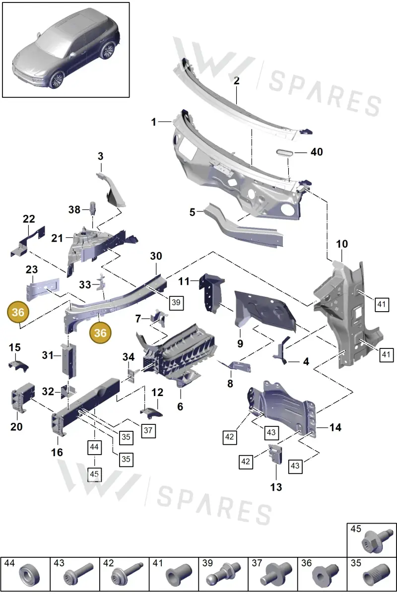 N90636502 — Porsche Cayenne Diesel V6 (2017-2023) diagram p51801005, position 36