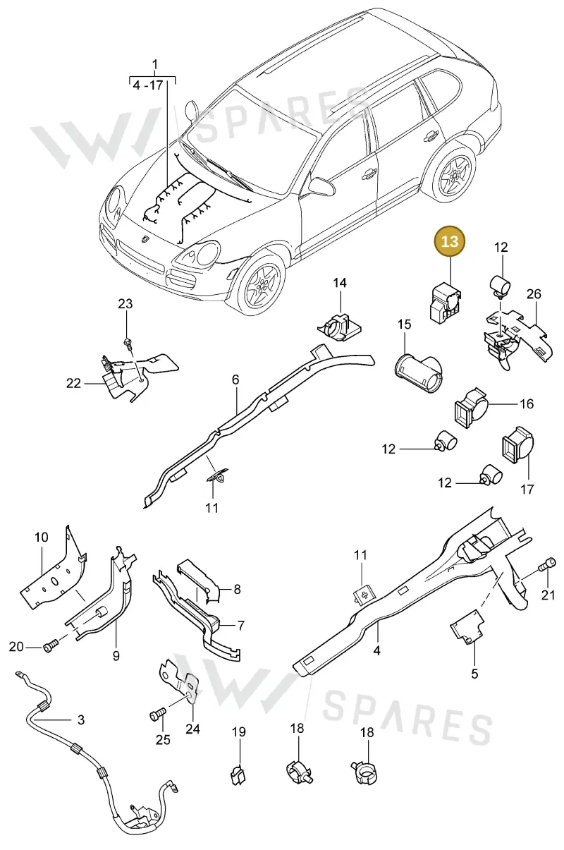 N90697201 — Porsche Cayenne (2002-2006) diagram p24902008, position 13