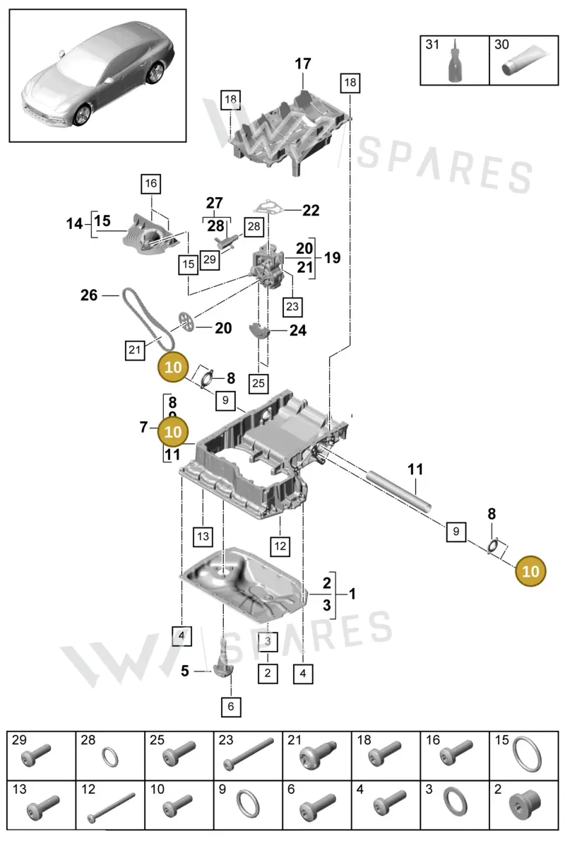N90713203 — Porsche Panamera 4 Hybrid (2016-2020) diagram p49104020, position 10