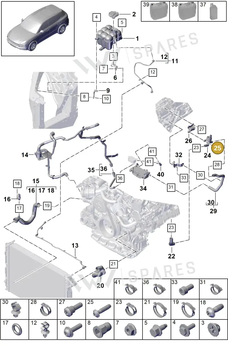 N90731503 — Porsche Cayenne Diesel V6 (2017-2023) diagram p51105062, position 25