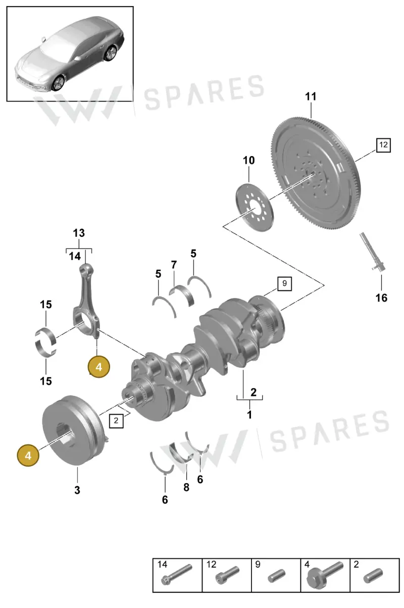 N90774002 — Porsche Panamera 4 Hybrid (2016-2020) diagram p49102000, position 4