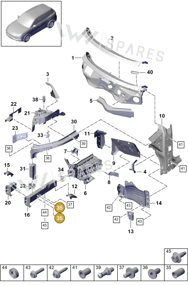 N90856801 — Porsche Cayenne Diesel V6 (2017-2023) diagram p51801005, position 35