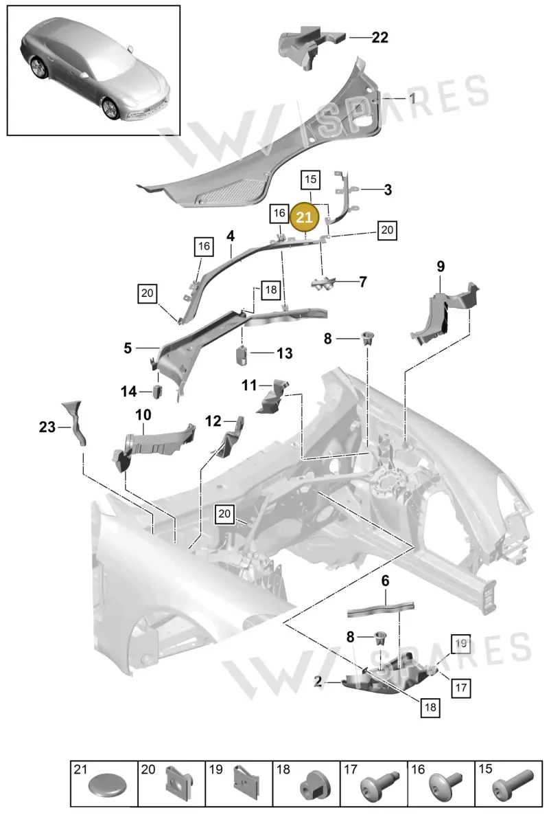 N90857202 — Porsche Panamera 4 Hybrid (2016-2020) diagram p49813000, position 21