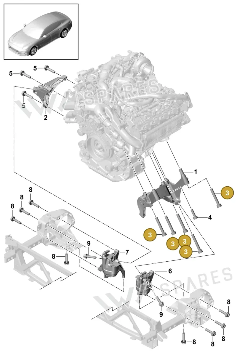 N90990102 — Porsche Panamera 4 Hybrid (2016-2020) diagram p49109030, position 3