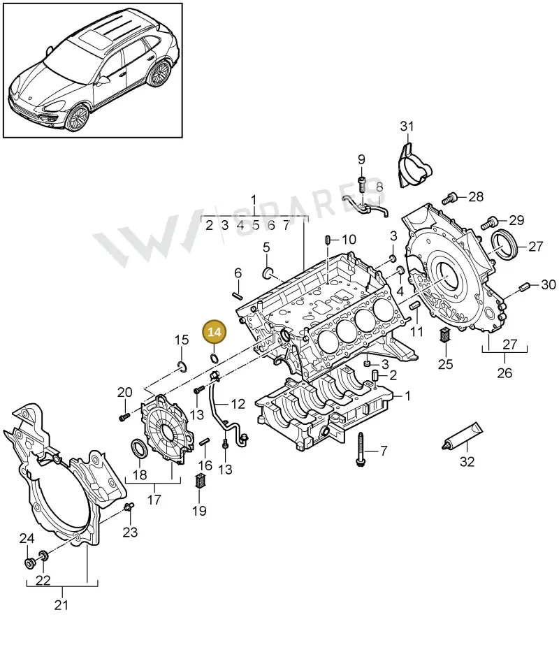 N91020001 — Porsche Cayenne (2010-2018) diagram p37101075, position 14