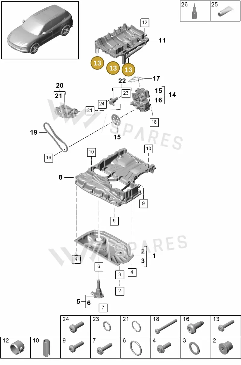 N91043602 — Porsche Cayenne Diesel V6 (2017-2023) diagram p51104030, position 13