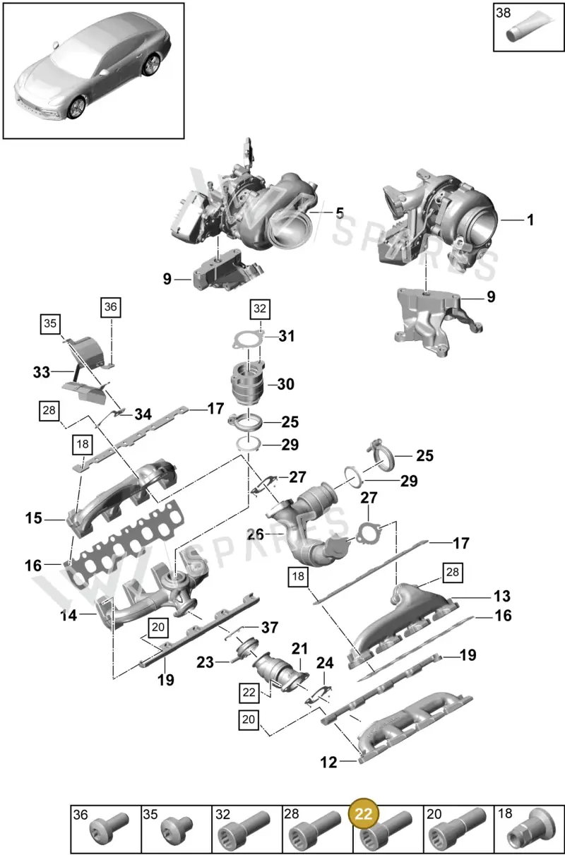 N91046101 — Porsche Panamera 4 Hybrid (2016-2020) diagram p49202010, position 22