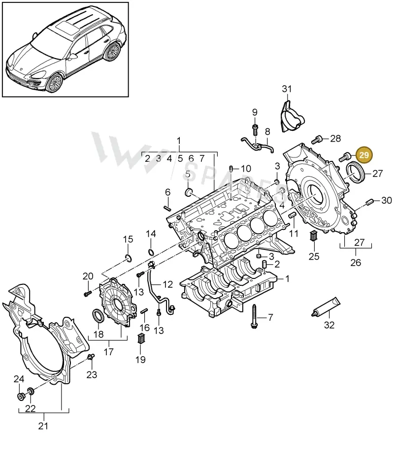 N91068601 — Porsche Cayenne (2010-2018) diagram p37101075, position 29