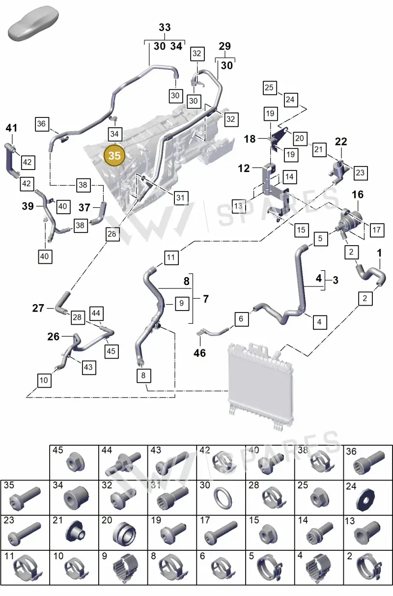 N91071702 — Porsche Cayenne Hybrid Coupe (2023-) diagram p60105350, position 35