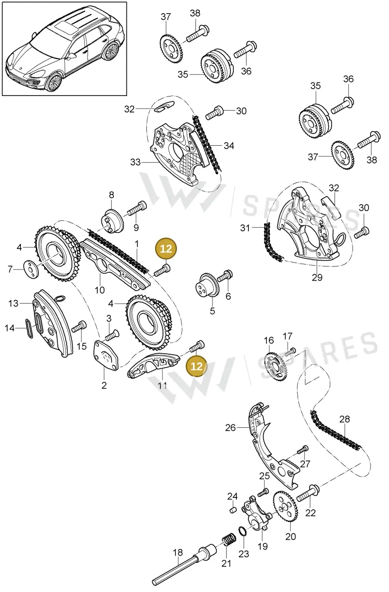 N91129001 — Porsche Cayenne (2010-2018) diagram p37103085, position 12