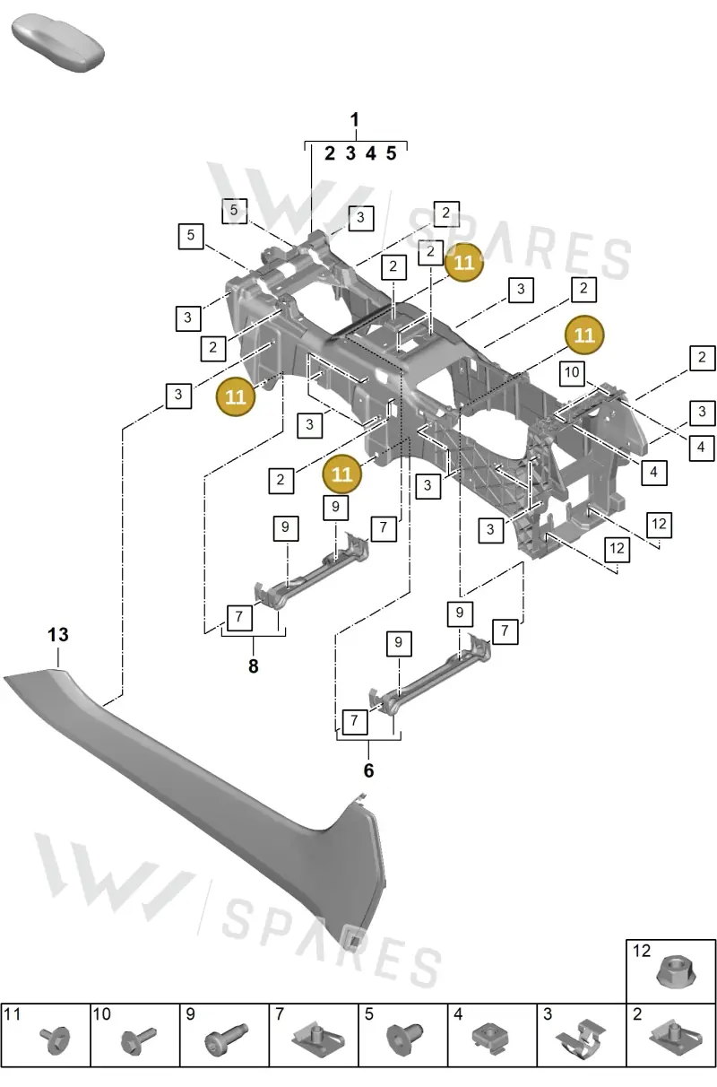 N91133501 — Porsche Cayenne Hybrid Coupe (2023-) diagram p60809200, position 11