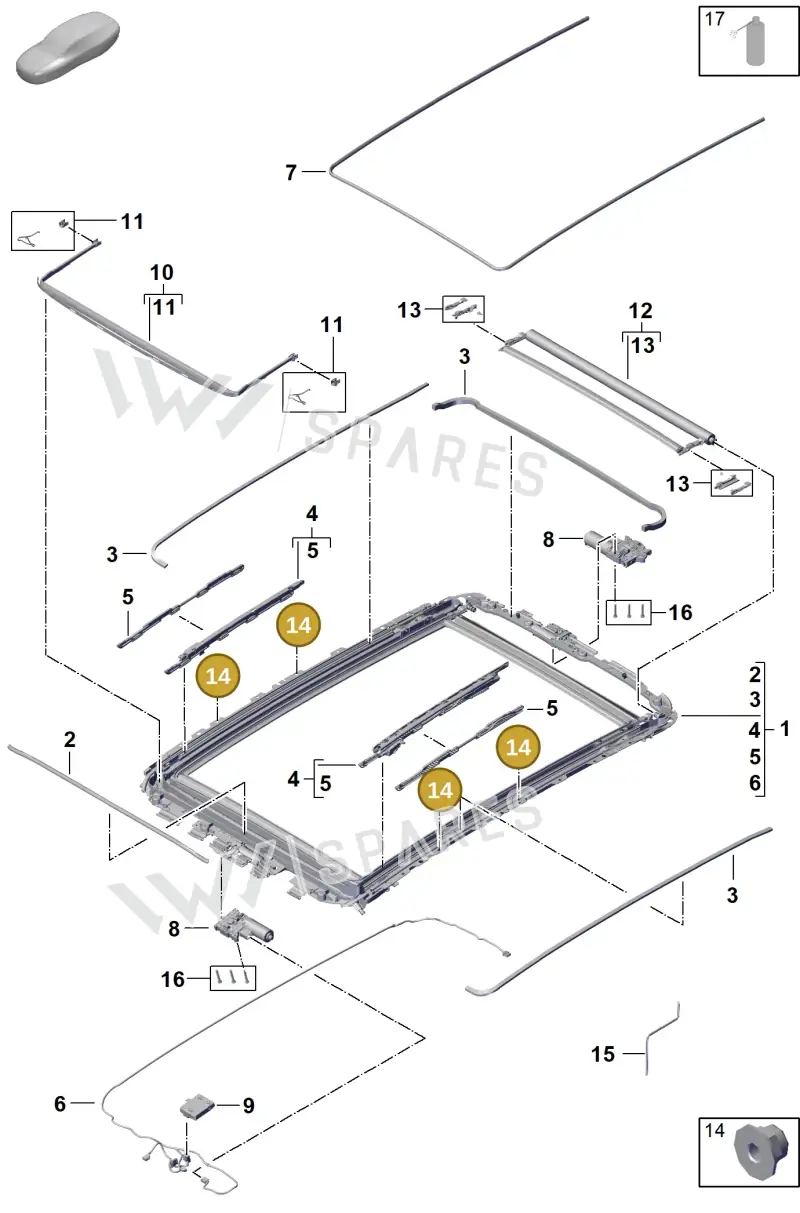 N91205301 — Porsche Cayenne Hybrid Coupe (2023-) diagram p60811050, position 14