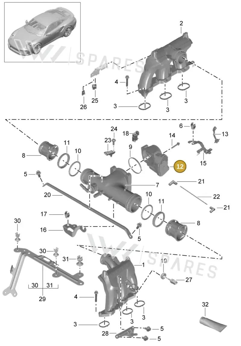 PAA133141 — Porsche GT2 RS Clubsport (2013-2020) diagram p42107010, position 12