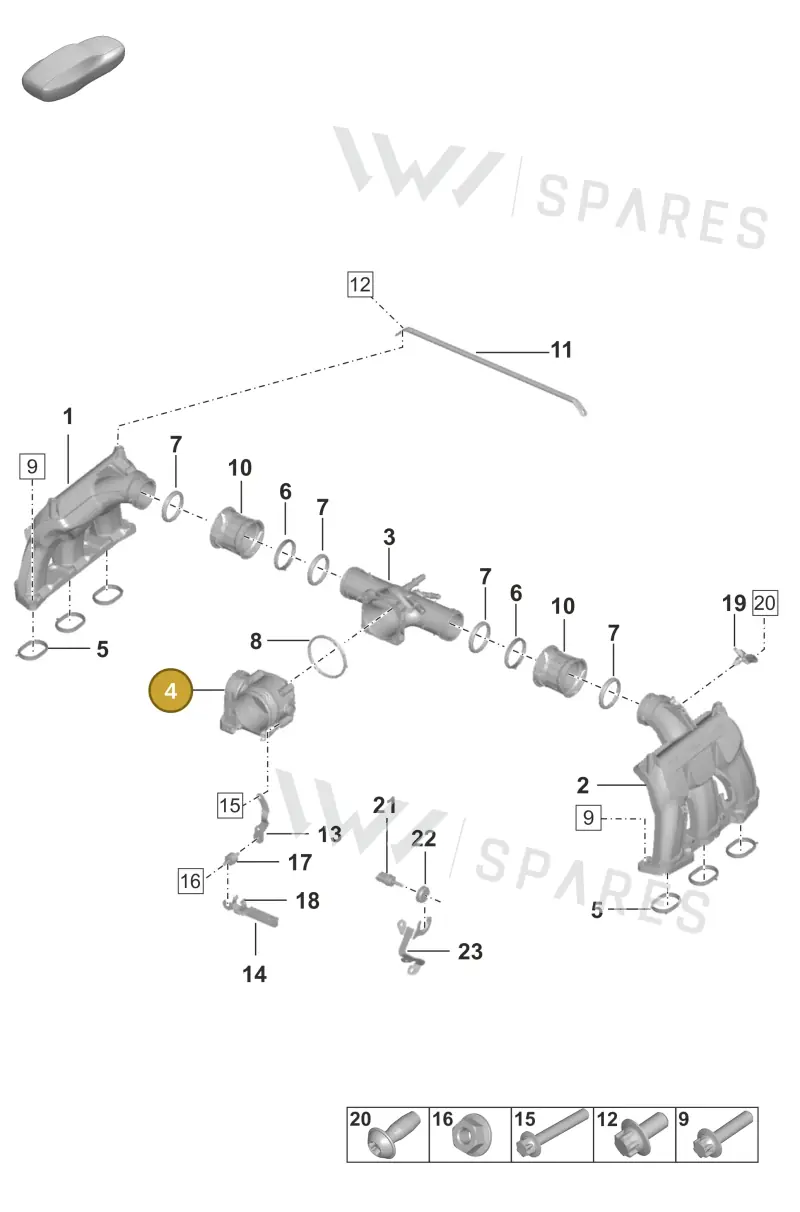 PAA133141 — Porsche 992 Carrera 4 GTS (2018-2024) diagram p53107100, position 4