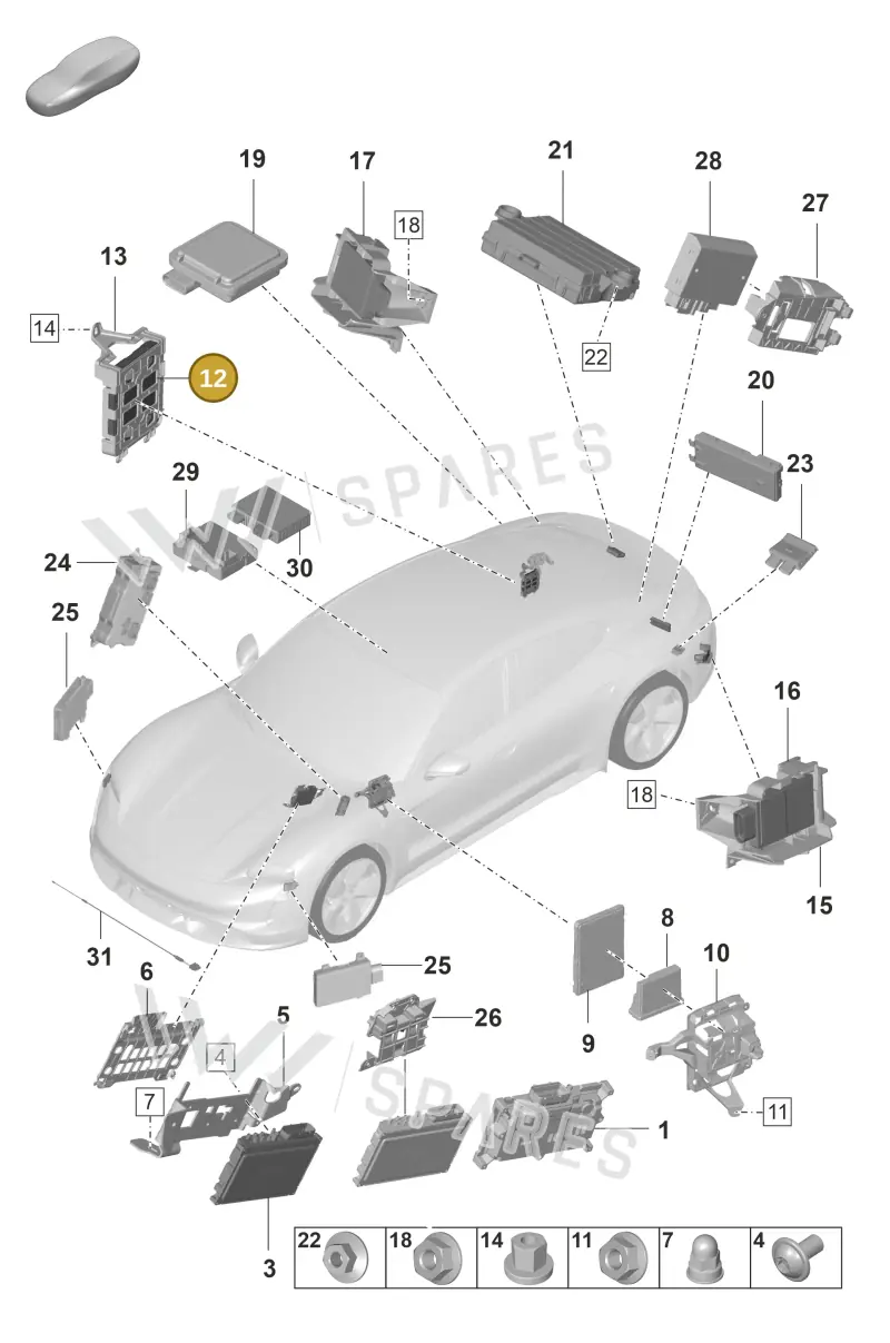 PAA907064A — Porsche Taycan Sport Turismo (2019-2024) diagram p56901040, position 12