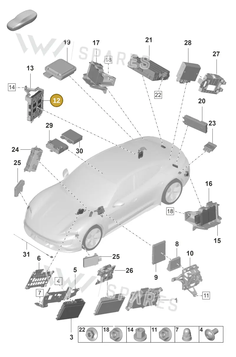PAA907064 — Porsche Taycan Sport Turismo (2019-2024) diagram p56901040, position 12