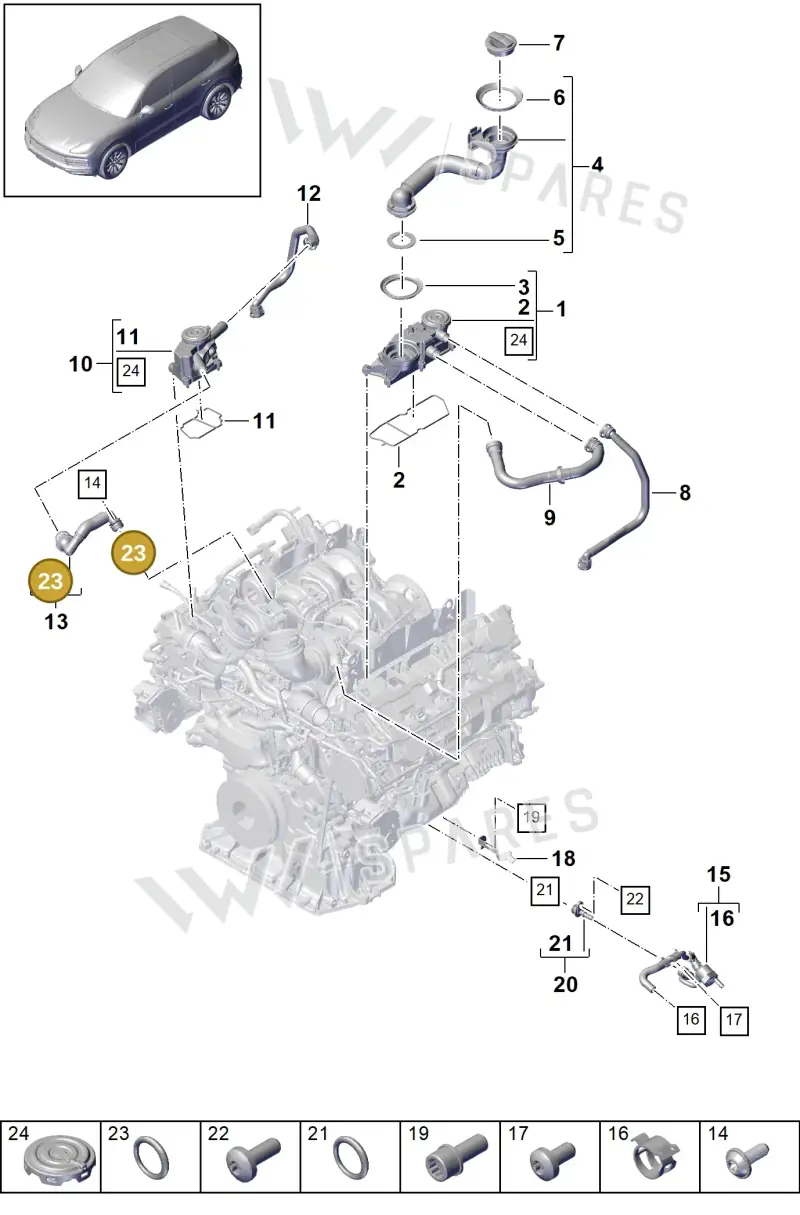 PAB103181 — Porsche Cayenne (2017-2023) diagram p51106030, position 10+17+23