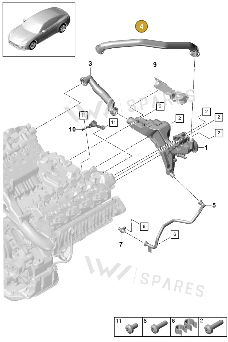 PAB103209 — Porsche Panamera 4 Hybrid (2016-2020) diagram p49106030, position 4