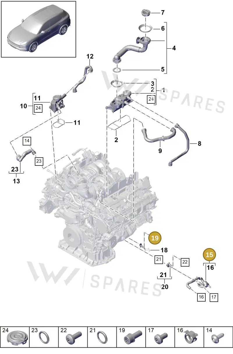 PAB10321700 — Porsche Cayenne (2017-2023) diagram p51106030, position 15+19