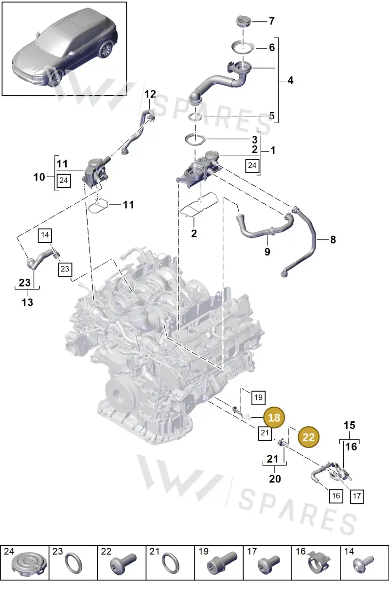 PAB10337000 — Porsche Cayenne (2017-2023) diagram p51106030, position 18+22