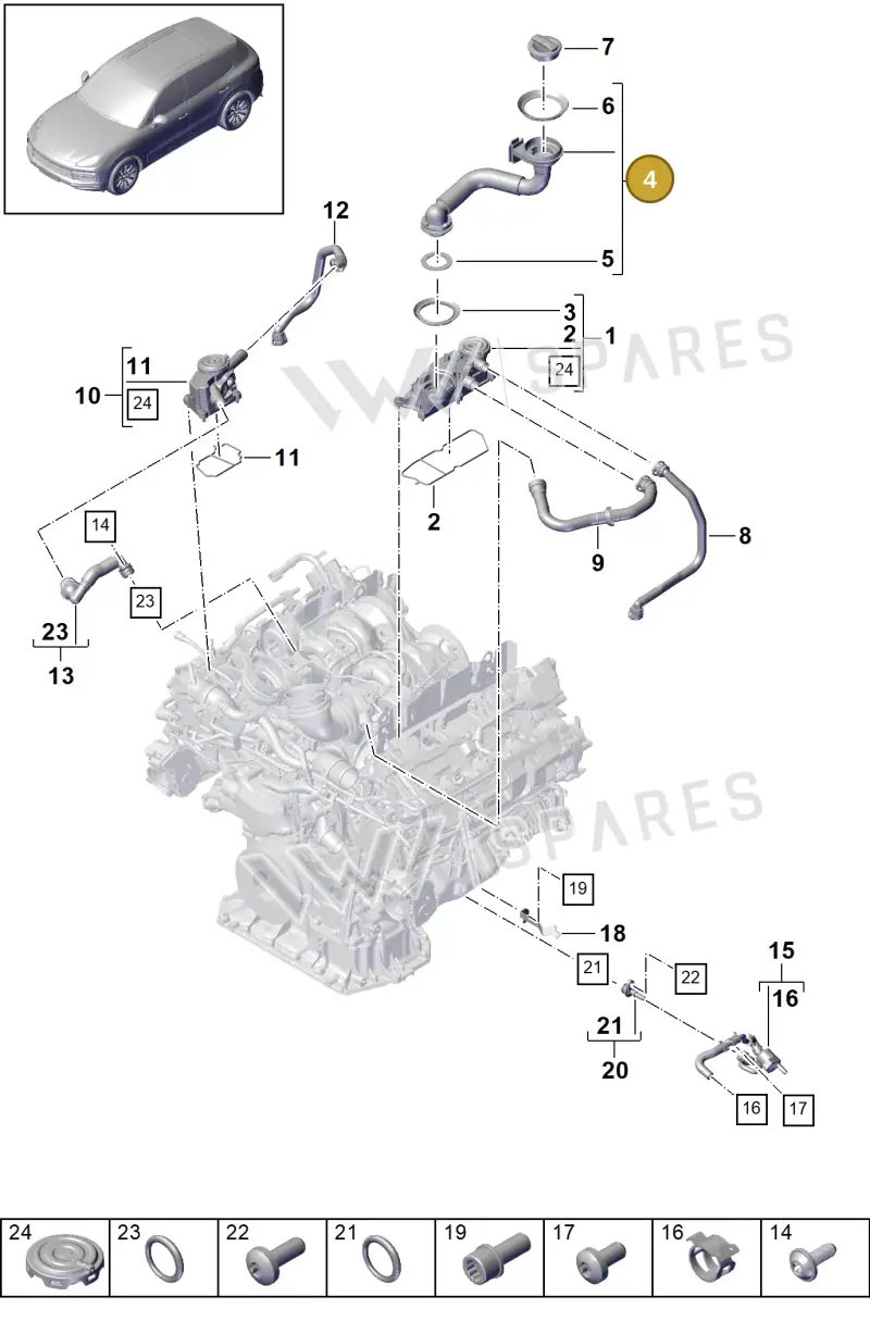 PAB11530100 — Porsche Cayenne Diesel V6 (2017-2023) diagram p51106030, position 4