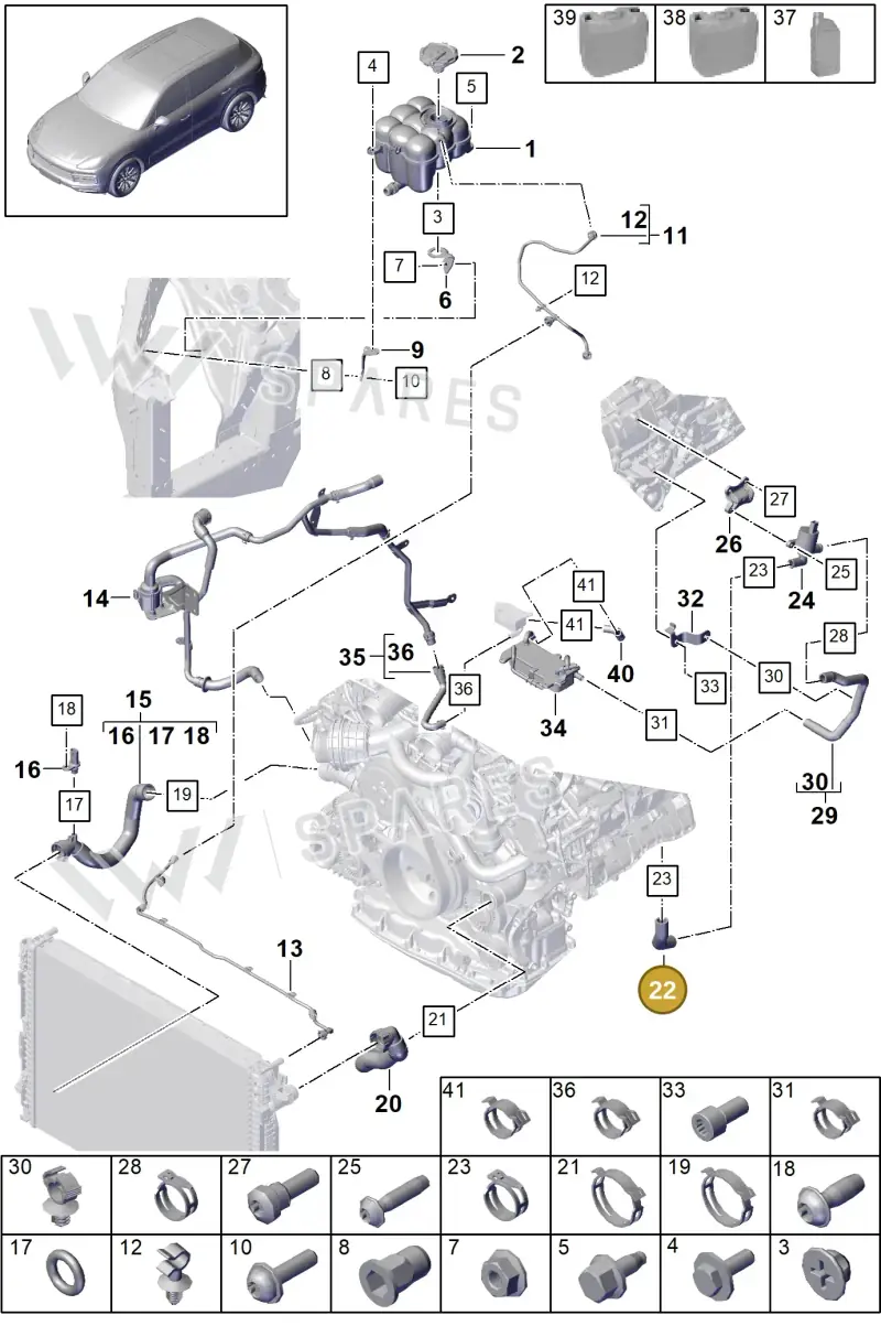 PAB12105610 — Porsche Cayenne Diesel V6 (2017-2023) diagram p51105062, position 22