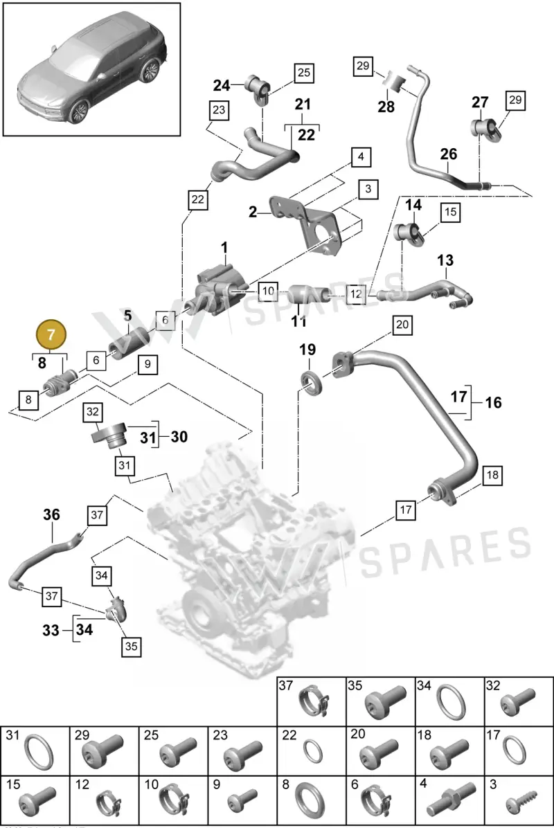 PAB12115900 — Porsche Cayenne (2017-2023) diagram p51105030, position 7