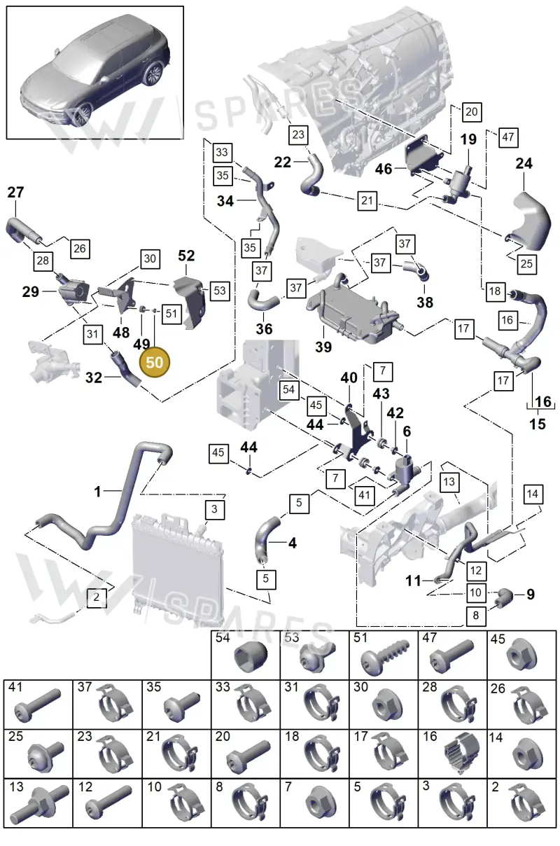 PAB121199 — Porsche Cayenne (2017-2023) diagram p51105057, position 50