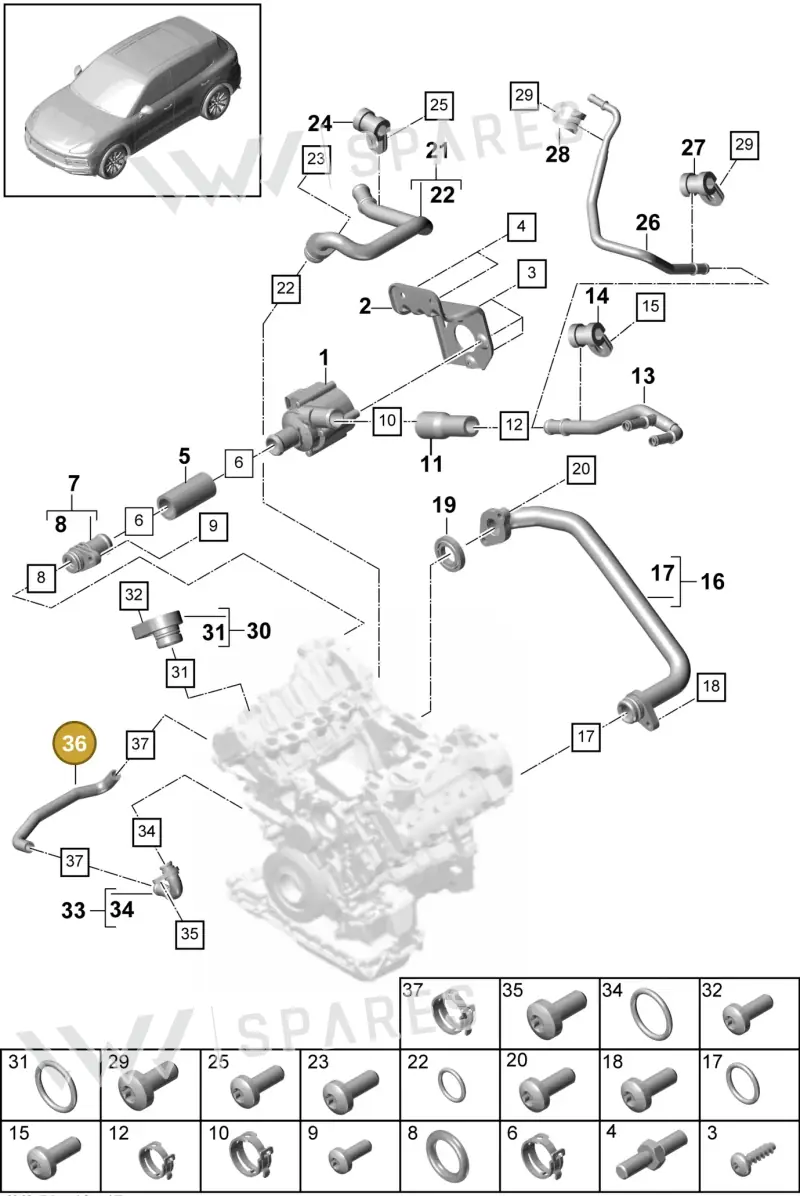 PAB121444 — Porsche Cayenne (2017-2023) diagram p51105030, position 36