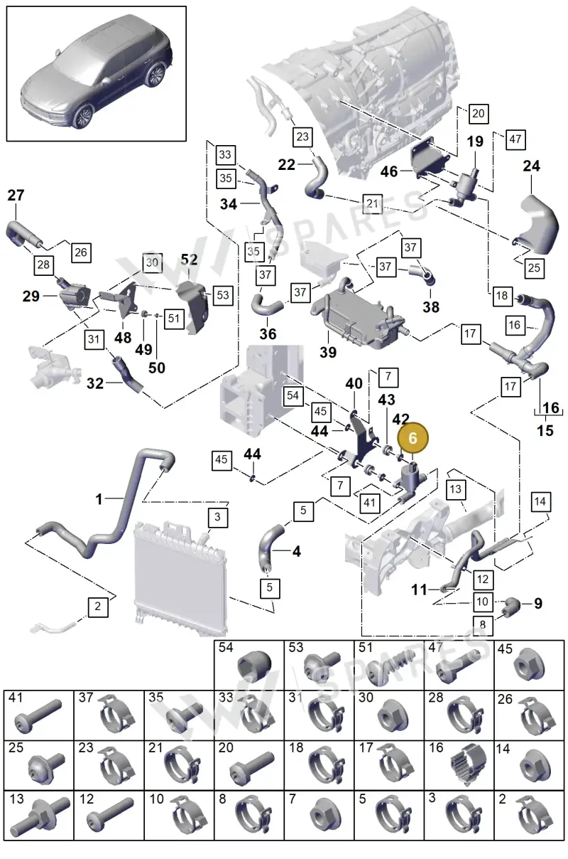 PAB12167100 — Porsche Cayenne Diesel V6 (2017-2023) diagram p51105057, position 6