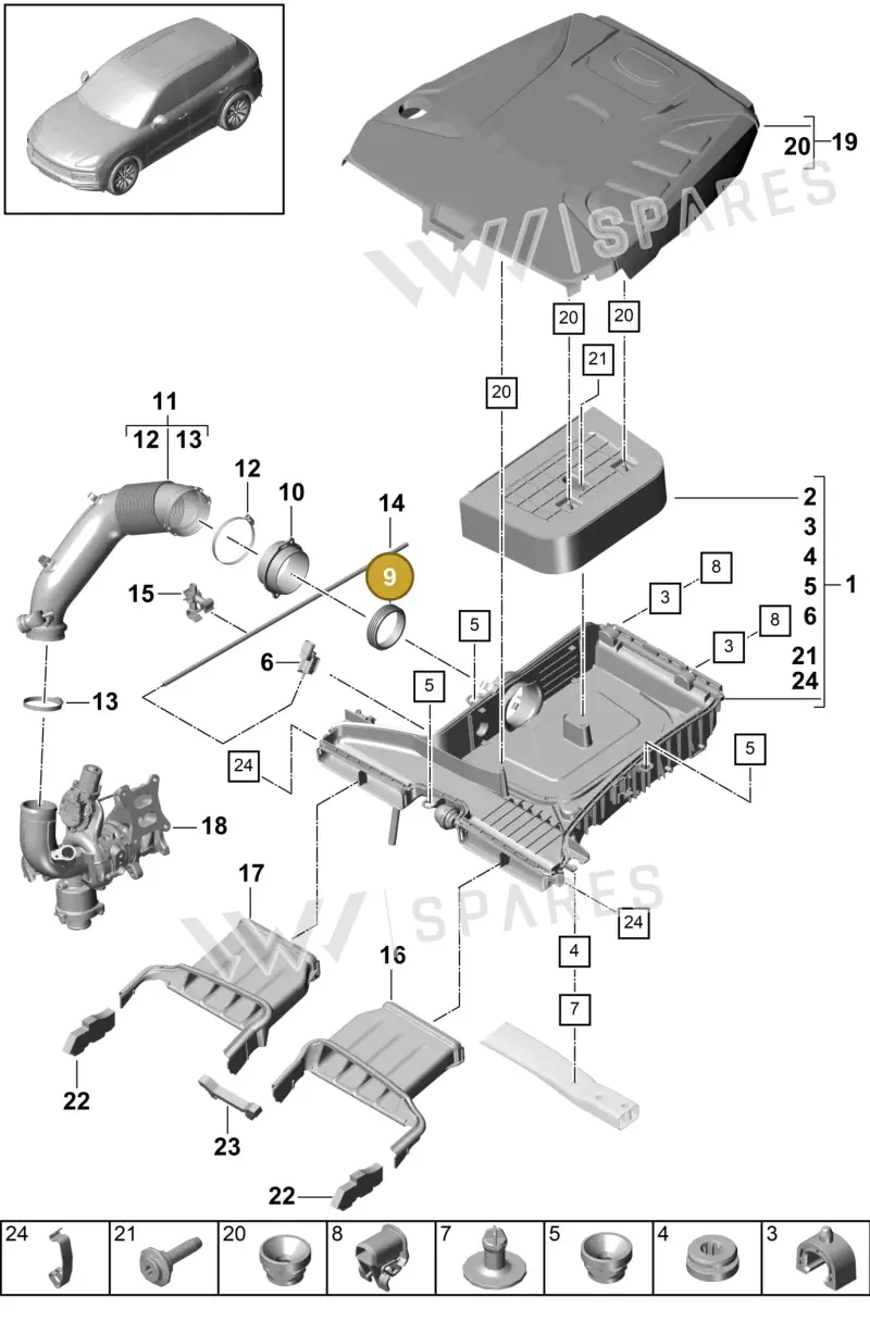 PAB129213 — Porsche Cayenne (2017-2023) diagram p51106020, position 9