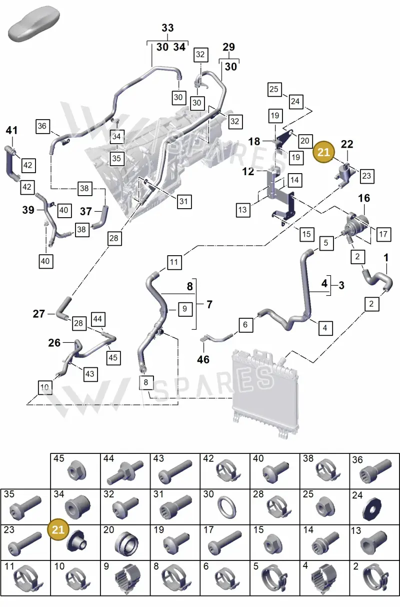 PAB129381A — Porsche Cayenne Coupe (2023-2023) diagram p60105350, position 21