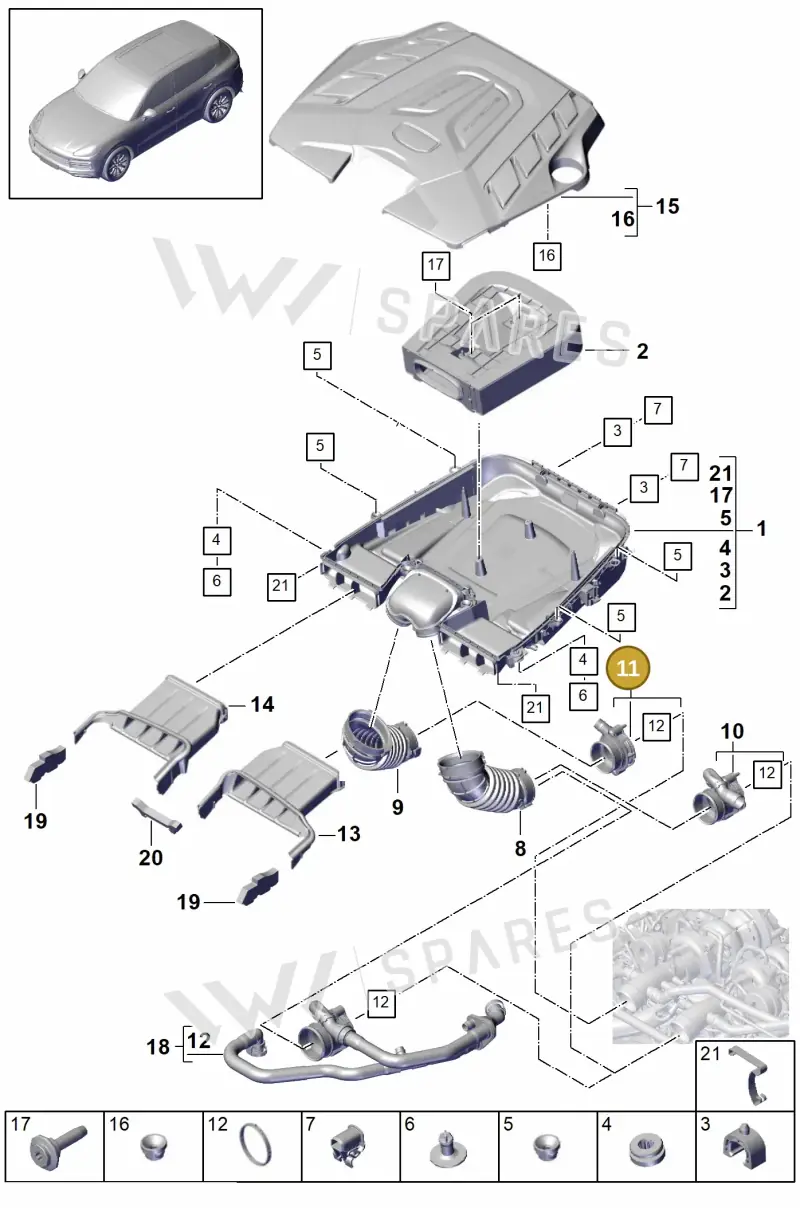 PAB129666C — Porsche Cayenne (2017-2023) diagram p51106000, position 11