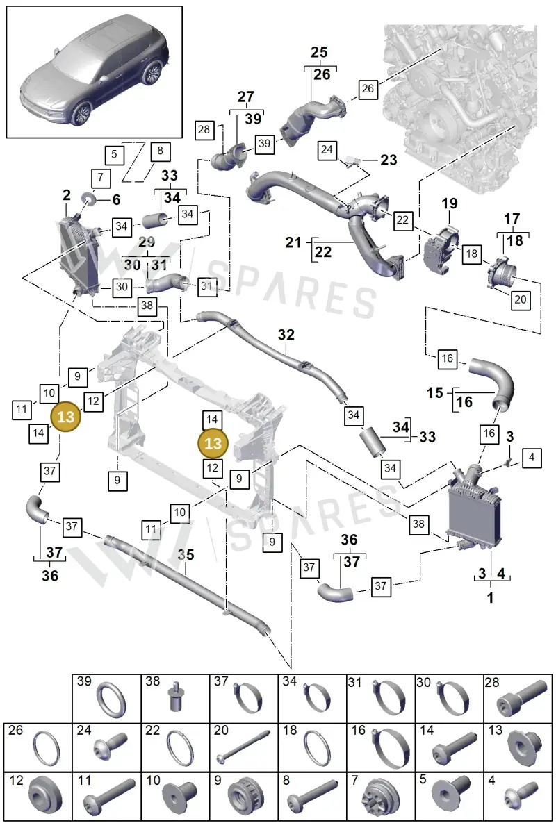 PAB129734 — Porsche Cayenne (2017-2023) diagram p51107070, position 13